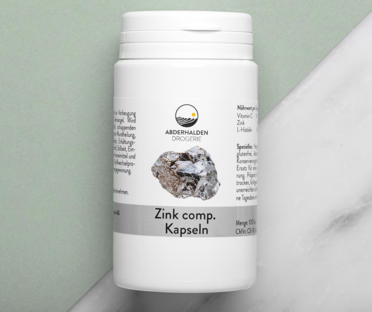 Zink comp. Kapseln: Nahrungsergänzungsmittel zur Vorbeugung und Behandlung von Zinkmangel | Abderhalden Drogerie 