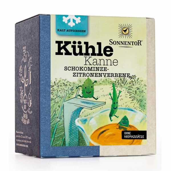 Kühle Kanne Schokominze-Zitronenverbene Tee